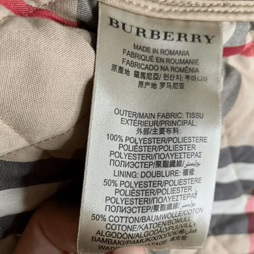 Burberry Brit Women’s Small Beige Quilted Jacket Nova Check Cuffs Classic Coat - Picture 13 of 13